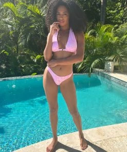 Beach Bunny Swimwear Sydney Tango Bottom - Pink White Tiger