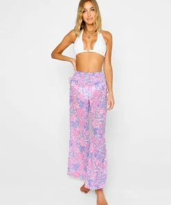 Beach Bunny Swimwear Cover Ups Evelyn Pant - Pink Lavender Floral