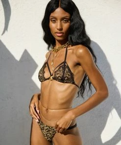 Beach Bunny Swimwear Gunpowder And Lace Skimpy Bottom - Black