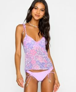 Beach Bunny Swimwear Hadley Crop Top - Pink Lavender Floral