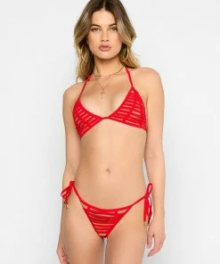 Beach Bunny Swimwear Hard Summer Triangle Top - Red