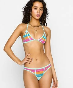 Beach Bunny Swimwear Hard Summer Tango Bottom - Blue/Orange/Pink/Aqua