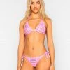 Beach Bunny Swimwear Hard Summer Triangle Top - Metallic Pink