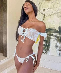 Beach Bunny Swimwear Everly Tie Side Bottom - White