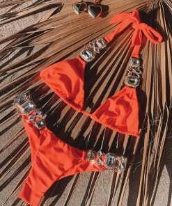 Beach Bunny Swimwear Jazmin Skimpy Bottom - Neon Coral