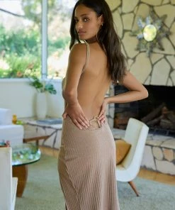 Beach Bunny Swimwear Clothing Josephine Rib Midi Dress - Nude