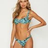 Beach Bunny Swimwear Karter Bralette Top - Animal Dot Black/Aqua