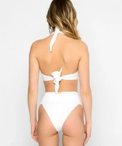 Beach Bunny Swimwear Portia High Waist Bottom - White Rib