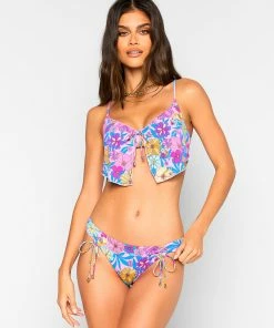 Beach Bunny Swimwear Keoni Crop Top - Purple Floral