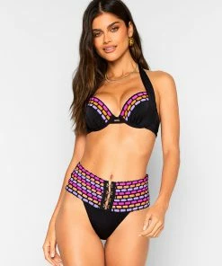Beach Bunny Swimwear Kira High Waist Bottom - Black Multi