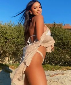 Beach Bunny Swimwear Kira Skimpy Bottom - White