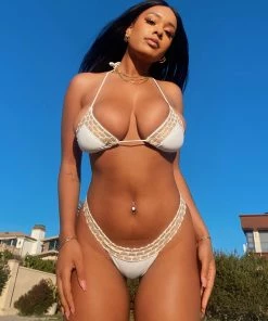 Beach Bunny Swimwear Kira Triangle Top - White