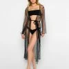 Beach Bunny Swimwear Best Sellers Late Nights Pearl Mesh Cardigan - New Black