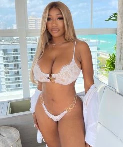 Beach Bunny Swimwear Lexi Lace Tango Bottom - White