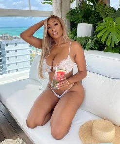 Beach Bunny Swimwear Lexi Lace Bralette Top - White