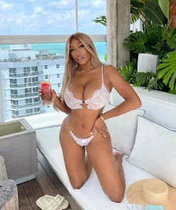 Beach Bunny Swimwear Lexi Lace Tango Bottom - White