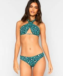 Beach Bunny Swimwear Kate Full Bottom - Teal Leopard