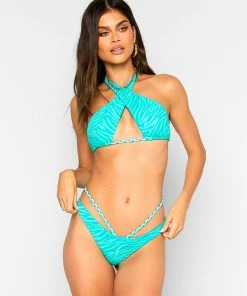 Beach Bunny Swimwear Lex Tango Bottom - Teal Tiger