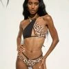 Beach Bunny Swimwear Lex Cross Halter Top - Leopard