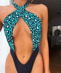 Beach Bunny Swimwear Lex Monokini - Teal Leopard