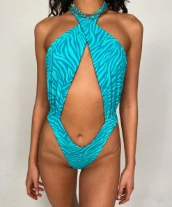Beach Bunny Swimwear Lex Monokini - Teal Tiger