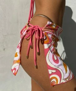 Beach Bunny Swimwear Cover Ups Madeline Mini Skirt - Pink/Orange Multi