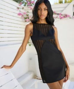 Beach Bunny Swimwear Metallics Malia Mini Dress - Black