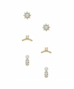 Ettika - Faire Vendor Accessories Opal And Crystal Babies Earring Set By Ettika - Gold
