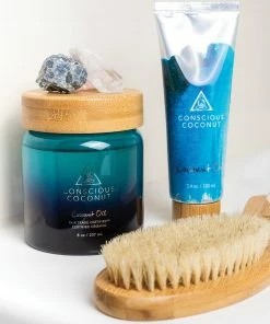 Coconut Oil Jar By Conscious Coconut - Aqua