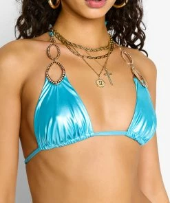 Beach Bunny Swimwear Paisley Triangle Top - Turquoise