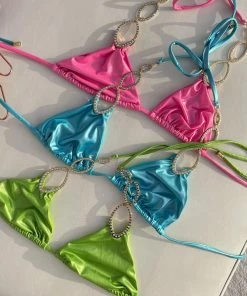 Beach Bunny Swimwear Paisley Triangle Top - Rose