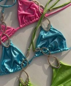 Beach Bunny Swimwear Paisley Triangle Top - Turquoise