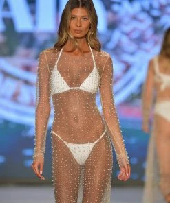 Beach Bunny Swimwear Champagne Nights Mesh Dress - Nude