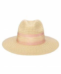 Paperbraid Floppy Hat With Dip Grosgrain By San Diego Hat Company - Natural/Blush Accessories