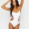 Beach Bunny Swimwear Pia One Piece - White Shiny Rib