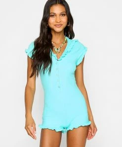 Beach Bunny Swimwear Reese Romper - Aqua Cover Ups