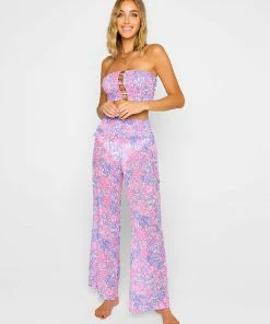 Beach Bunny Swimwear Cover Ups Evelyn Pant - Pink Lavender Floral