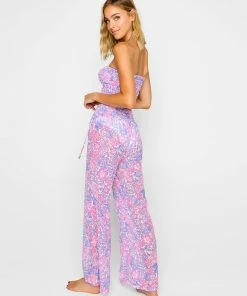 Beach Bunny Swimwear Cover Ups Evelyn Pant - Pink Lavender Floral
