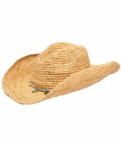 Crochet Raffia Cowboy Hat By San Diego Hat Company - Natural Accessories