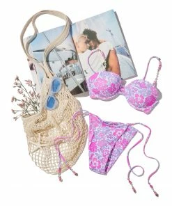 Beach Bunny Swimwear Constance Tie Side Bottom - Pink Lavender Floral