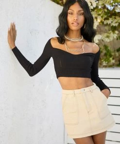 Summer Haus - Apparel Sweetheart Crop Top By Summer Haus - Black