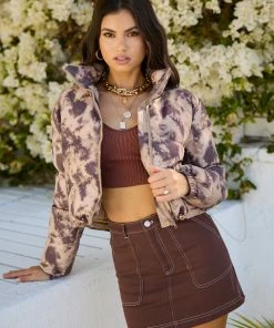 Summer Haus - Apparel Tyler Tie Dye Jacket By Summer Haus - Beige/Bronze