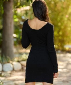 Summer Haus - Apparel Teddy Long Sleeve Dress By Summer Haus - Black