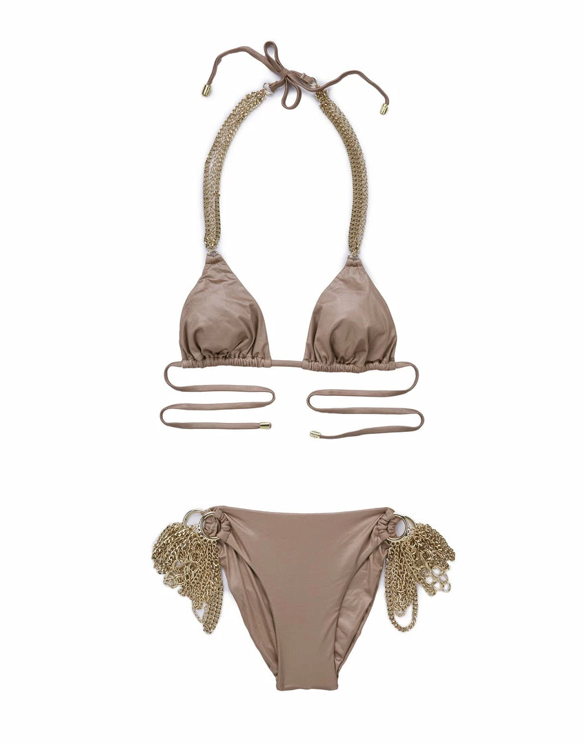 Beach Bunny Swimwear Ball And Chain Triangle Top - Bronze
