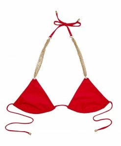 Beach Bunny Swimwear Ball And Chain Triangle Top - Red
