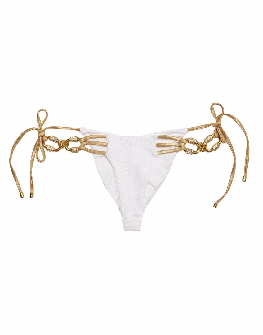 Beach Bunny Swimwear Madagascar Glam Tie Side Bottom - White
