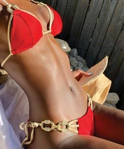 Beach Bunny Swimwear Madagascar Glam Triangle Top - Red