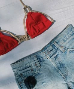 Beach Bunny Swimwear Madagascar Glam Triangle Top - Red