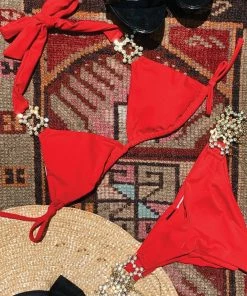 Beach Bunny Swimwear Run The World Halter Top - Red